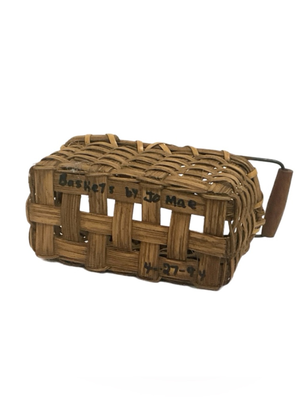 Small Handwoven Wood Splint Basket - Picture 5 of 5